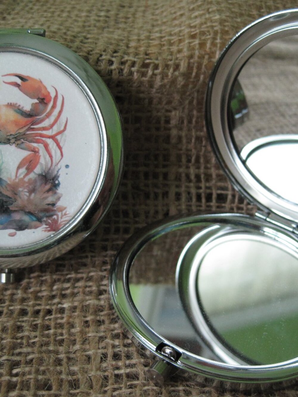 Watercolor Crab Themed Compact/Pocket Mirror